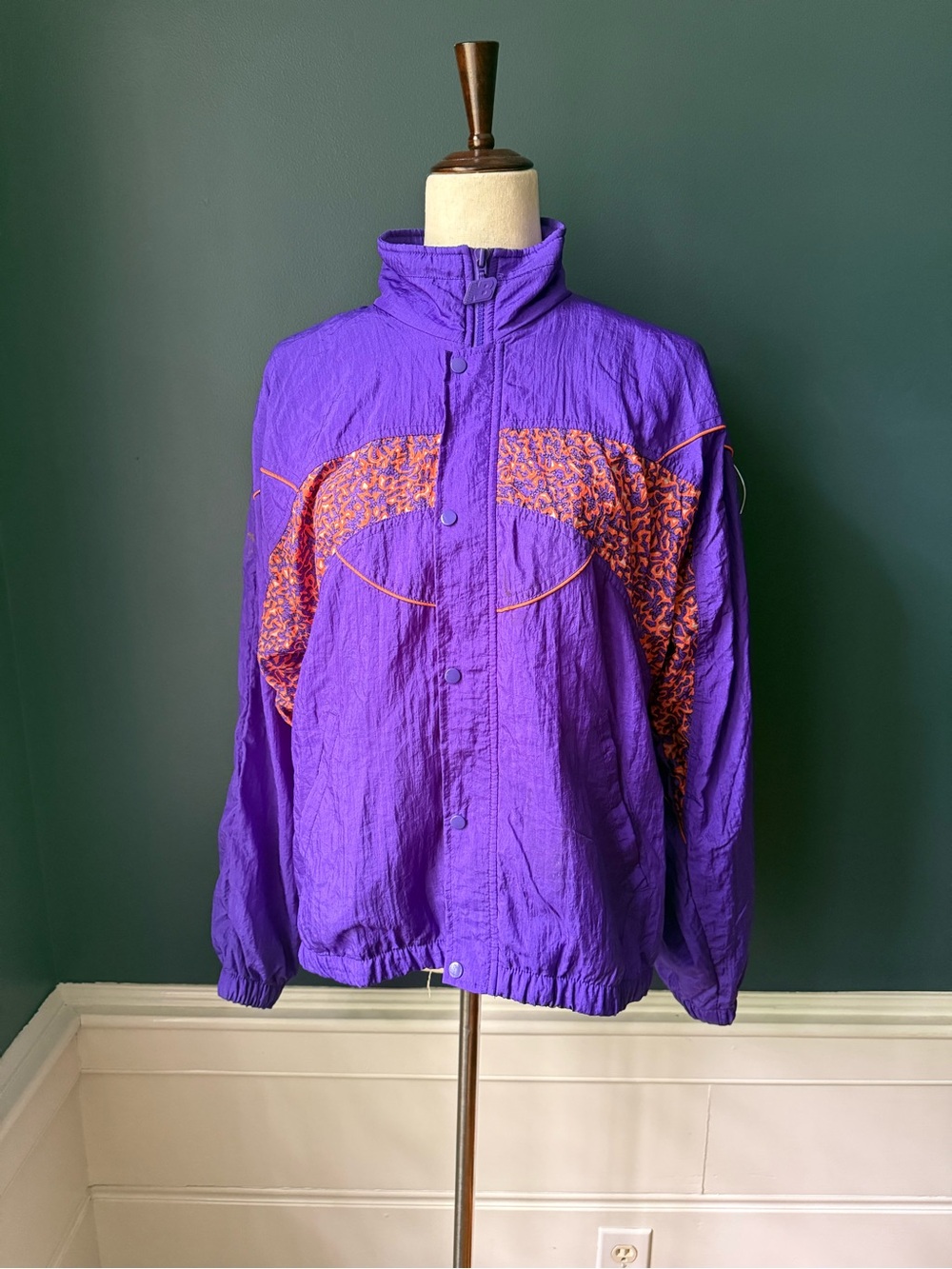 Vintage New Balance Purple Retro Windbreaker with Orange Accents